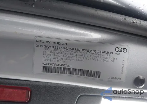 2019 Audi A4 45 Premium z USA, uszkodzony, nr VIN WAUDNAF43KA057158
